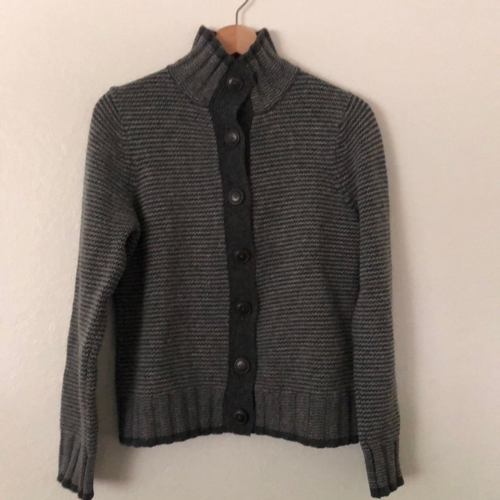Boden Wool Angora Blend Button Up Stripe Cardigan